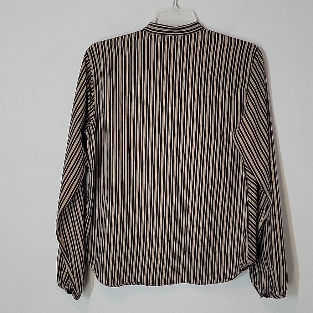 Liz Claiborne button front  chevron stripe blouse
